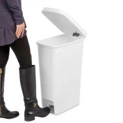 Sterilite 11 Gallon Slim Narrow StepOn Hands Free Portable Kitchen Wastebasket Trash Can Garbage Bin Container With Oversized Lid, White (4 Pack) -Shower Room Store GUEST 3dcc2faf 4cd9 4e5f b7a2 0360be5fad30