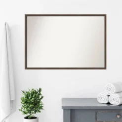 37" X 25" Non-Beveled Hardwood Wedge Wood Bathroom Wall Mirror Mocha Brown - Amanti Art 14 37" X 25" Non-Beveled Hardwood Wedge Wood Bathroom Wall Mirror Mocha Brown - Amanti Art -Shower Room Store GUEST 3ed4d74d 6f29 4e1b 9998 a18880e621f4