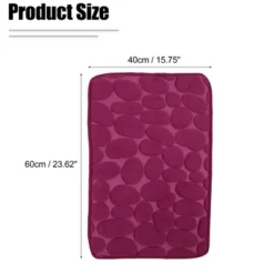 Unique Bargains Cobblestone Pattern Bathroom Rugs Polyester Bath Mat Machine Washable Wine Red 23.62"x15.75" -Shower Room Store GUEST 43ea90da 2f7c 4269 8fd7 b460c1117713