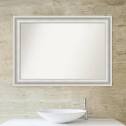 42" X 30" Non-Beveled Parlor White Bathroom Wall Mirror - Amanti Art -Shower Room Store GUEST 43fcb2d4 ca40 4ee2 b5b9 1fe7a9d5cb18