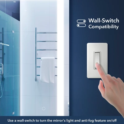 Remy Rectangular Frameless Anti-Fog Aluminum Front-lit Tri-color LED Bathroom Vanity Mirror With Smart Touch Control - JONATHAN Y 8 Remy Rectangular Frameless Anti-Fog Aluminum Front-lit Tri-color LED Bathroom Vanity Mirror With Smart Touch Control - JONATHAN Y - Image 8