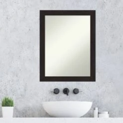 22" X 28" Non-Beveled Furniture Narrow Bathroom Wall Mirror Espresso Brown - Amanti Art -Shower Room Store GUEST 452a73e2 8c89 4725 9b59 29e5f85345cb
