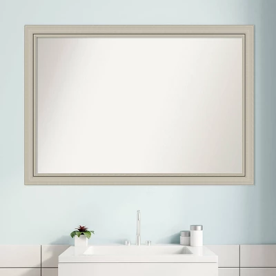 40" X 28" Non-Beveled Romano Silver Narrow Wood Bathroom Wall Mirror - Amanti Art 6 40" X 28" Non-Beveled Romano Silver Narrow Wood Bathroom Wall Mirror - Amanti Art - Image 6