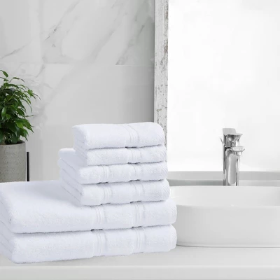 Smart Dry Zero Twist 100% Cotton Medium Weight Solid Border 6 Piece Assorted Bathroom Towel Set By Blue Nile Mills 1 Smart Dry Zero Twist 100% Cotton Medium Weight Solid Border 6 Piece Assorted Bathroom Towel Set By Blue Nile Mills