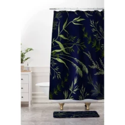 36"x24" Iveta Abolina Margaux III Memory Foam Bath Mat Navy/Green - Deny Designs