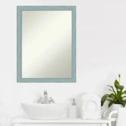 20" X 26" Non-Beveled Sky Blue Rustic Wood Bathroom Wall Mirror - Amanti Art -Shower Room Store GUEST 4bb27d2b 2ffd 40f0 89b1 c4e2da63fecf