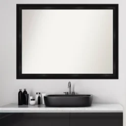 42" X 31" Non-Beveled Grand Narrow Bathroom Wall Mirror Black - Amanti Art -Shower Room Store GUEST 4c46bf82 030f 40b6 85e4 bcc5012a0622