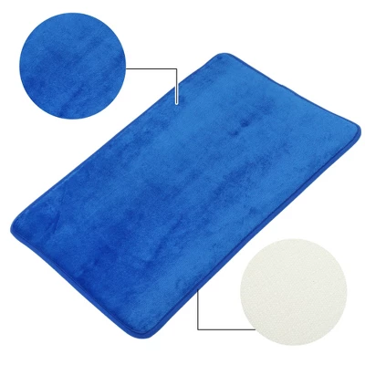 Unique Bargains Solid Color Pattern Bathroom Rugs Polyester Bath Mat Machine Washable Dark Blue 60x40cm 2 Unique Bargains Solid Color Pattern Bathroom Rugs Polyester Bath Mat Machine Washable Dark Blue 60x40cm - Image 2