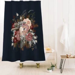 Iveta Abolina Brielle Boho Shower Curtain Navy - Deny Designs
