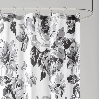 Hannah Floral Printed Shower Curtain Black/White 1 Hannah Floral Printed Shower Curtain Black/White