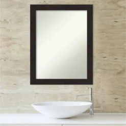 22" X 28" Non-Beveled Furniture Narrow Bathroom Wall Mirror Espresso Brown - Amanti Art -Shower Room Store GUEST 531af35c 2d29 4cf7 b049 7dc5dac0b784