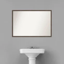 37" X 25" Non-Beveled Hardwood Wedge Wood Bathroom Wall Mirror Mocha Brown - Amanti Art 12 37" X 25" Non-Beveled Hardwood Wedge Wood Bathroom Wall Mirror Mocha Brown - Amanti Art -Shower Room Store GUEST 54503c3f 96d4 426c 8f37 05da24b18983