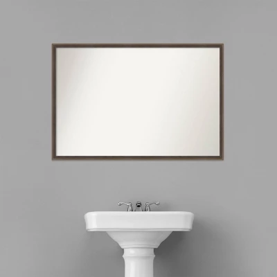 37" X 25" Non-Beveled Hardwood Wedge Wood Bathroom Wall Mirror Mocha Brown - Amanti Art 5 37" X 25" Non-Beveled Hardwood Wedge Wood Bathroom Wall Mirror Mocha Brown - Amanti Art - Image 5