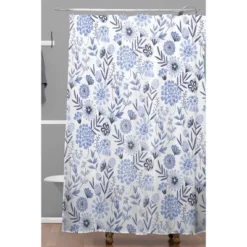 Floral 3 Shower Curtain Blue - Deny Designs