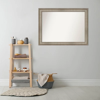 44" X 33" Non-Beveled Mezzanine Antique Narrow Wood Bathroom Wall Mirror Silver - Amanti Art 5 44" X 33" Non-Beveled Mezzanine Antique Narrow Wood Bathroom Wall Mirror Silver - Amanti Art - Image 5
