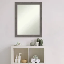 22" X 28" Non-Beveled Rustic Plank Gray Narrow Bathroom Wall Mirror - Amanti Art -Shower Room Store GUEST 5835e5a8 ff41 4040 bd75 5f7dbaf0583e