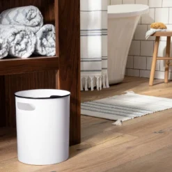New Arrival 3 Metal Bath Wastebasket White/Black - Hearth & Handâ„¢ With Magnolia