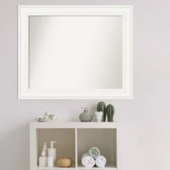 34" X 28" Non-Beveled Ridge White Bathroom Wall Mirror - Amanti Art -Shower Room Store GUEST 5b6b8b1b 75f9 4287 a575 2a069ec6a86f
