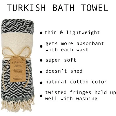 Deerlux 100% Cotton Bath Towel, 40" X 70" Diamond Peshtemal 4 Deerlux 100% Cotton Bath Towel, 40" X 70" Diamond Peshtemal - Image 4