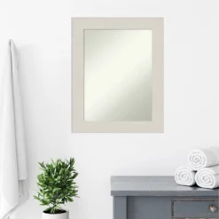 24" X 30" Non-Beveled Rustic Plank White Bathroom Wall Mirror - Amanti Art -Shower Room Store GUEST 5e73c528 a1ee 41b7 820c 485b7382f350