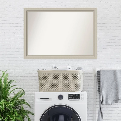 40" X 28" Non-Beveled Romano Silver Narrow Wood Bathroom Wall Mirror - Amanti Art 8 40" X 28" Non-Beveled Romano Silver Narrow Wood Bathroom Wall Mirror - Amanti Art - Image 8