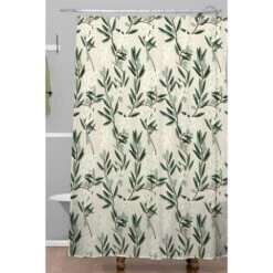 Olive Bloom Shower Curtain Green - Deny Designs