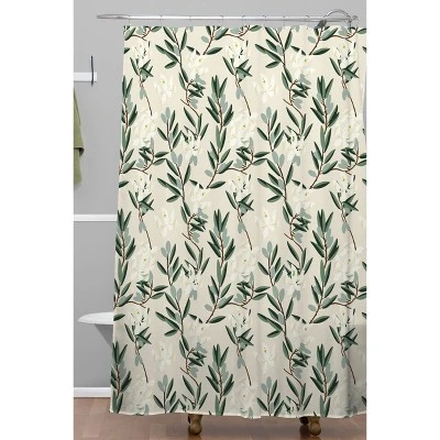 Olive Bloom Shower Curtain Green - Deny Designs 1 Olive Bloom Shower Curtain Green - Deny Designs