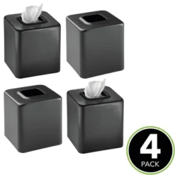 MDesign Modern Square Metal Paper Facial Tissue Box Cover Holder - 4 Pack