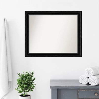 32" X 26" Non-Beveled Corded Bathroom Wall Mirror Black - Amanti Art 8 32" X 26" Non-Beveled Corded Bathroom Wall Mirror Black - Amanti Art - Image 8