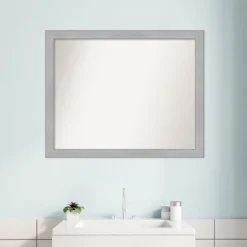 31" X 25" Non-Beveled Vista Brushed Nickel Narrow Bathroom Wall Mirror - Amanti Art 15 31" X 25" Non-Beveled Vista Brushed Nickel Narrow Bathroom Wall Mirror - Amanti Art -Shower Room Store GUEST 69d42f6c 7027 4871 87ca a6207a8e39bc