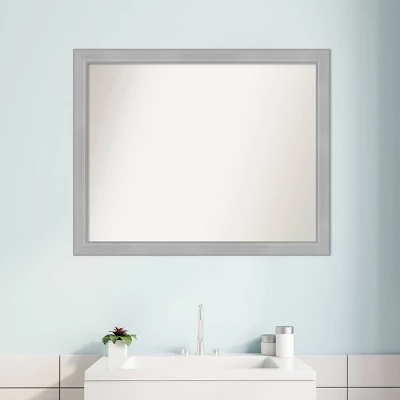 31" X 25" Non-Beveled Vista Brushed Nickel Narrow Bathroom Wall Mirror - Amanti Art 8 31" X 25" Non-Beveled Vista Brushed Nickel Narrow Bathroom Wall Mirror - Amanti Art - Image 8