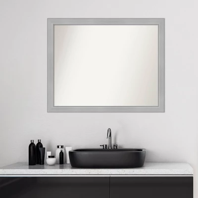 31" X 25" Non-Beveled Vista Brushed Nickel Narrow Bathroom Wall Mirror - Amanti Art 7 31" X 25" Non-Beveled Vista Brushed Nickel Narrow Bathroom Wall Mirror - Amanti Art - Image 7
