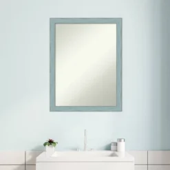 20" X 26" Non-Beveled Sky Blue Rustic Wood Bathroom Wall Mirror - Amanti Art -Shower Room Store GUEST 6c96e01d e381 4283 ab5e d3614c594e61