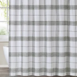 Cottage Plaid Shower Curtain Black/White- Cottage Classics