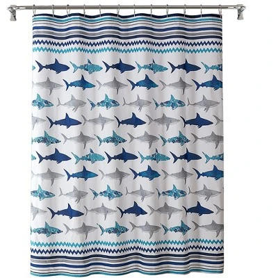 Kate Aurora Montauk Accents Complete 5 Piece Juvi Sharks Themed Fabric Shower Curtain Bathroom Set 12 Kate Aurora Montauk Accents Complete 5 Piece Juvi Sharks Themed Fabric Shower Curtain Bathroom Set - Image 12