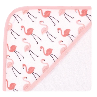 Hudson Baby Infant Girl Cotton Rich Hooded Towels, Coral Flamingo, One Size 2 Hudson Baby Infant Girl Cotton Rich Hooded Towels, Coral Flamingo, One Size - Image 2