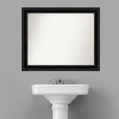 32" X 26" Non-Beveled Corded Bathroom Wall Mirror Black - Amanti Art 14 32" X 26" Non-Beveled Corded Bathroom Wall Mirror Black - Amanti Art -Shower Room Store GUEST 6dcb8c2d 0296 4a66 89f0 adb9adc4212d