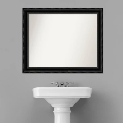 32" X 26" Non-Beveled Corded Bathroom Wall Mirror Black - Amanti Art 7 32" X 26" Non-Beveled Corded Bathroom Wall Mirror Black - Amanti Art - Image 7