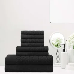 Premium Cotton Herringbone Medium Weight Bathroom Set By Blue Nile Mills