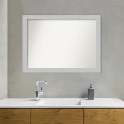 42" X 31" Non-Beveled Shiplap White Wood Bathroom Wall Mirror - Amanti Art -Shower Room Store GUEST 6e95acab 8f1b 4a10 b444 d731f6cce89f