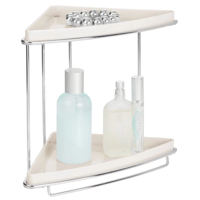 MDesign Metal Bathroom Vanity Corner Storage Caddy, 2 Shelves 7 MDesign Metal Bathroom Vanity Corner Storage Caddy, 2 Shelves - Image 7