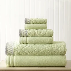 Modern Threads Damask Jacquard 6 Piece Towel Set With Embellished Border. -Shower Room Store GUEST 714bd6fc 0557 4475 b168 3a2fce7c19c7
