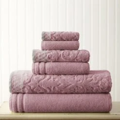 Modern Threads Damask Jacquard 6 Piece Towel Set With Embellished Border. -Shower Room Store GUEST 74e50887 75e1 4767 a574 dbd223b8df8f
