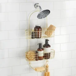 MDesign Steel Metal Curved Bathroom/Shower 2-Tier Caddy With Baskets