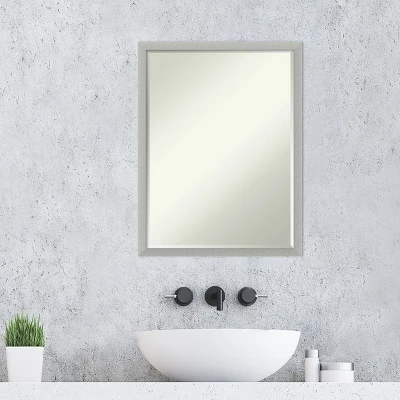 Amanti Art Silver Leaf Petite Bevel Wood Bathroom Wall Mirror 25.5 X 19.5 In. 6 Amanti Art Silver Leaf Petite Bevel Wood Bathroom Wall Mirror 25.5 X 19.5 In. - Image 6