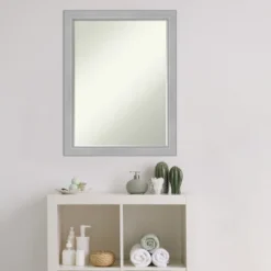 Amanti Art Vista Brushed Nickel Narrow Petite Bevel Bathroom Wall Mirror 26.5 X 20.5 In. -Shower Room Store GUEST 758a644f cc53 44fa 8840 fbb5db1edbe2