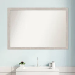 39" X 27" Non-Beveled Marred Wood Bathroom Wall Mirror Silver - Amanti Art -Shower Room Store GUEST 78bf3540 e3c3 4810 ab38 e5abeb8189b6