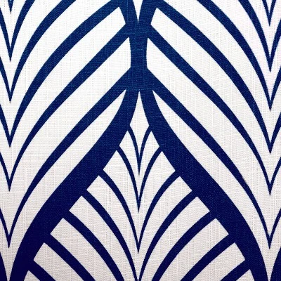 Deco Leaf Shower Curtain Navy/White - Moda At Home 1 Deco Leaf Shower Curtain Navy/White - Moda At Home