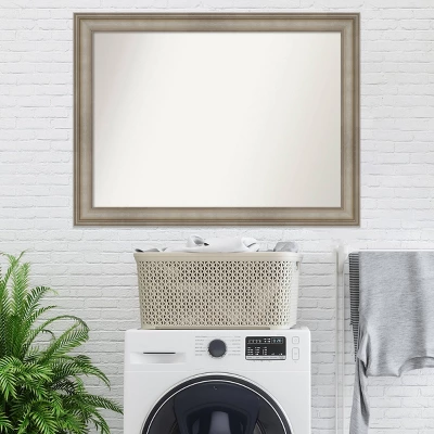 44" X 33" Non-Beveled Mezzanine Antique Narrow Wood Bathroom Wall Mirror Silver - Amanti Art 8 44" X 33" Non-Beveled Mezzanine Antique Narrow Wood Bathroom Wall Mirror Silver - Amanti Art - Image 8