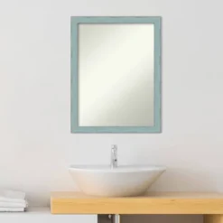 20" X 26" Non-Beveled Sky Blue Rustic Wood Bathroom Wall Mirror - Amanti Art -Shower Room Store GUEST 7df3c1d9 ad97 43d1 b4a7 2b6f73108843